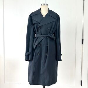 Vintage Clipper Mist London Fog Navy Trench 38‎ Men's Womens Medium Normcore